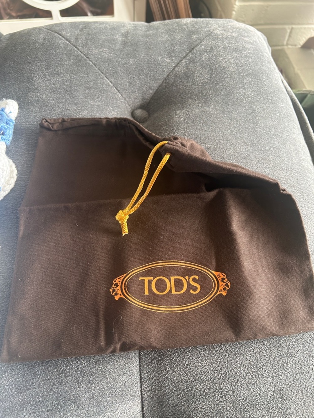 Tod's Large Brown Dust Bag with Gold Drawstring